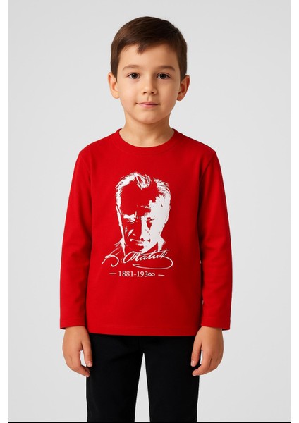 Gala Atatürk Baskılı Uzunkol Ünisex Çocuk Tişört