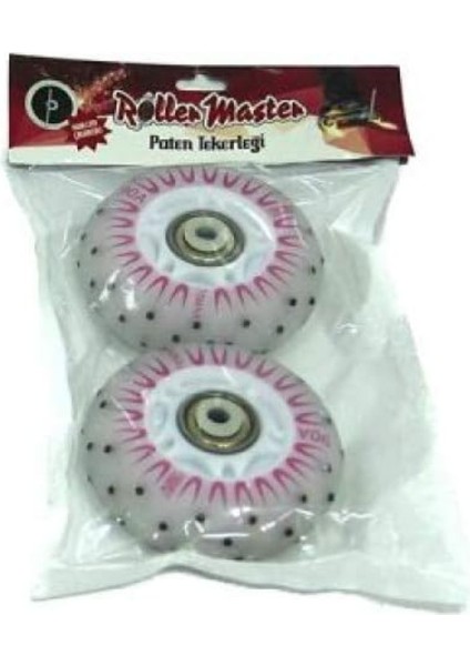 2 Li Işıklı Kıvılcım Çıkartan Paten Tekerleği Pembe Desenli 90A/70MM Kız Erkek Çocuk Oyuncak Eğitici