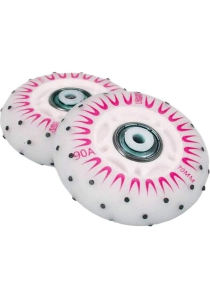 2 Li Işıklı Kıvılcım Çıkartan Paten Tekerleği Pembe Desenli 90A/70MM Kız Erkek Çocuk Oyuncak Eğitici fiyatları