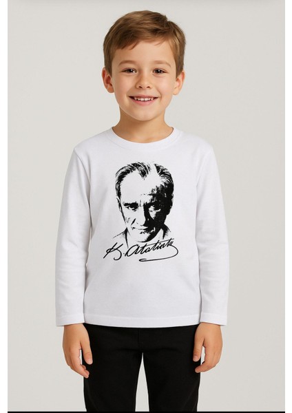 Gala Atatürk Baskılı Uzunkol Ünisex Çocuk Tişört