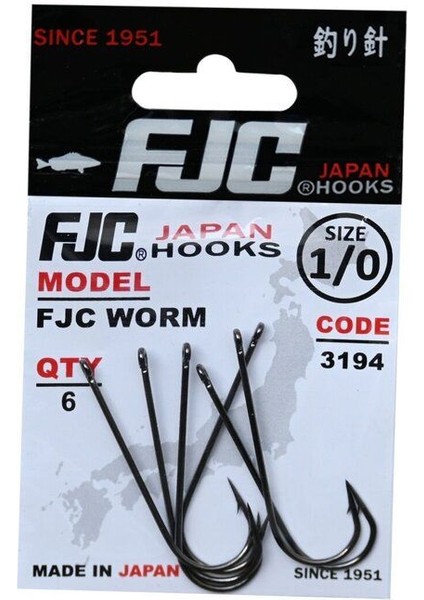 3194 Fjc Worm Black Nıkel Olta Iğnesi