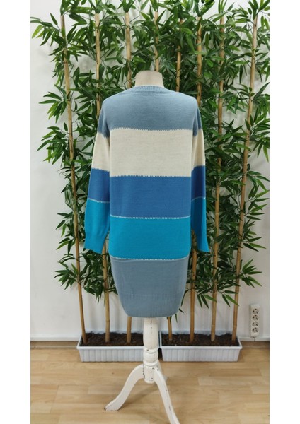 Kadın Bisiklet Yaka Çizgili Triko Mini Elbise indirimleri