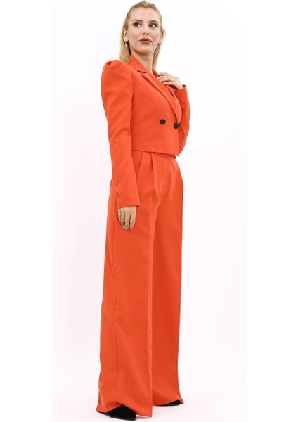 Gömlek Yaka Kısa Ceket & Erkek Yaka Drape Kollu Kısa Ceket-Turuncu fırsatları