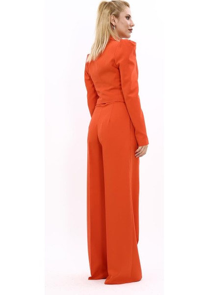 Gömlek Yaka Kısa Ceket & Erkek Yaka Drape Kollu Kısa Ceket-Turuncu indirimleri