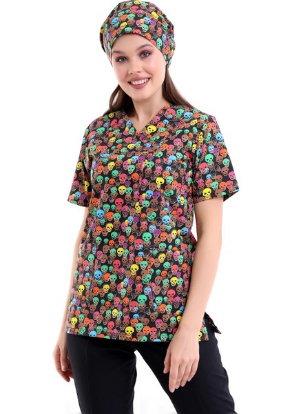 Zarf Yaka Desenli Üst - 9007 Kuru Kafa Renkli fiyatları