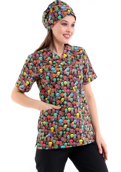 Zarf Yaka Desenli Üst - 9007 Kuru Kafa Renkli modelleri