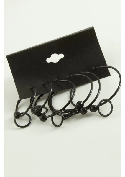 Noktalı Iç Içe Metal Halka Küpe 6 Adet