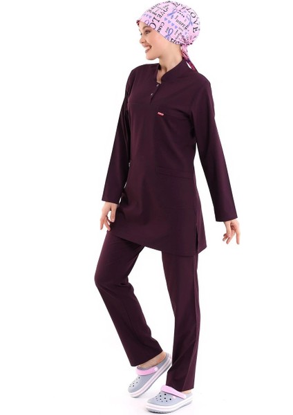 Soft Likralı Tesettür Forma Takım Iki Çıtçıt - 6409 Mürdüm Soft fırsatları