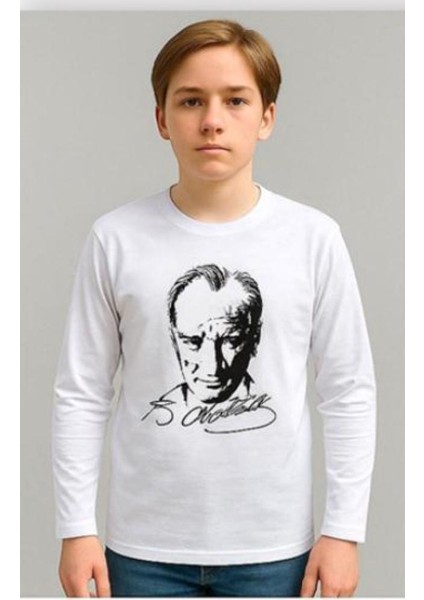 Gala Atatürk Baskılı Uzunkol Ünisex Çocuk Tişört modelleri