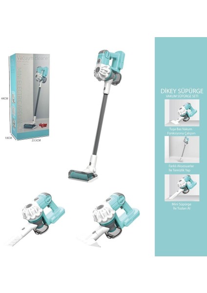 LS8807Q Vardem Dikey Elektrik Süpürgesi Kapalı Kutu Yeşil-Gri 3 In1 Kız Erkek Çocuk Oyuncak Eğitici modelleri