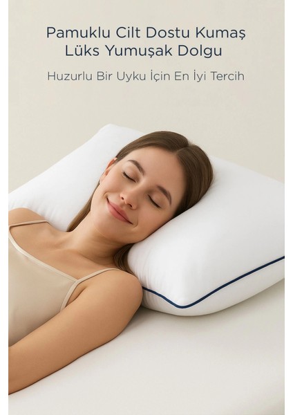 2 Adet 50X70CM Nano Jel Lüks Yastık | 1200GR Anti-Alerjik Pamuklu Yastık Seti 2li modelleri