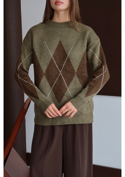 Haki Kahverengi Baklava Desen Kazak fiyatları