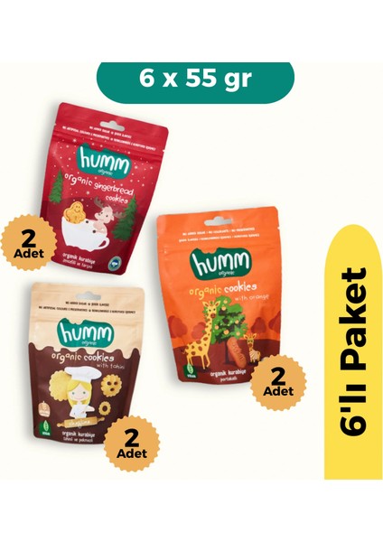 Buğz Humm Organik Kurabiye 6'lı Set (Tahinli ve Pekmezli & Zencefilli ve Tarçınlı & Portakallı)