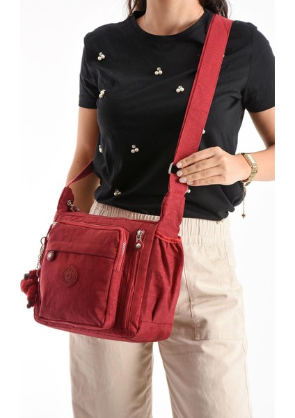 Çapraz Askılı Ultra Hafif Çok Cepli Omuz Çantası Klinkıl Kumaş