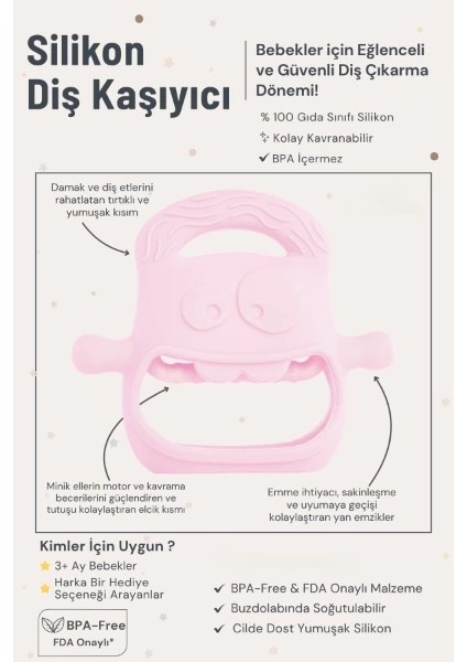 Pembe Bebek Silikon Diş Kaşıyıcı modelleri
