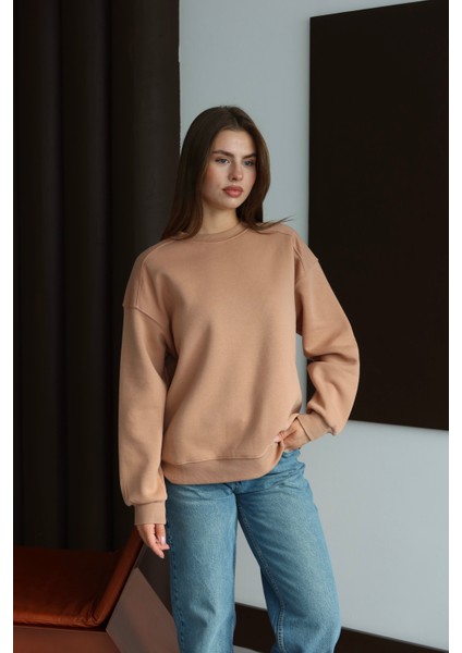 Yumuşak Dokulu Şardonlu Oversize Sweatshirt