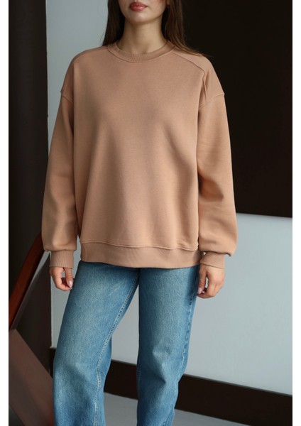 Yumuşak Dokulu Şardonlu Oversize Sweatshirt indirimleri