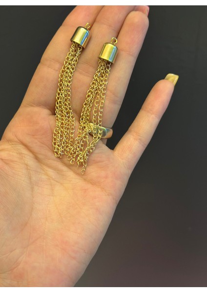 2 Li Altın Sarı Incir Takı Aksesuarı 7 cm