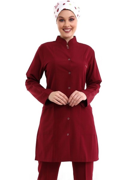 Tesettür Forma Tek Üst Full Çıtçıt - 5513 Bahar Bordo