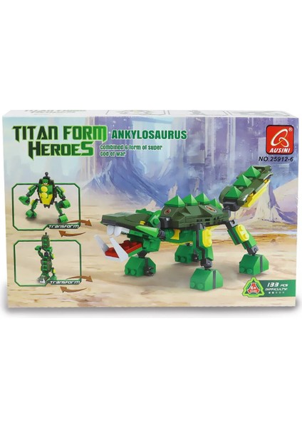 Ausini Titan Form Heroes-6 Ankylosaurus 133 Parça Kız Erkek Çocuk Oyuncak Eğitici Oyuncaklar