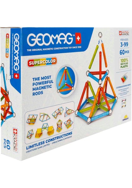 Geomag Supercolor Panels Manyetik Zeka Oyunu 60 Parça S01000384 Kız Erkek Çocuk Oyuncak Eğitici Oyun