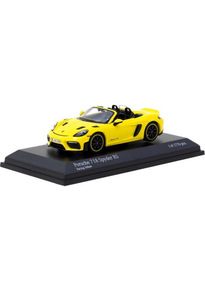Tarmac Works x Minichamps 1/64 Porsche 718 Spyder Rs Racing Yellow Kız Erkek Çocuk Oyuncak Eğitici O
