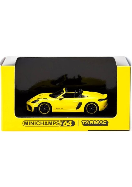 Tarmac Works x Minichamps 1/64 Porsche 718 Spyder Rs Racing Yellow Kız Erkek Çocuk Oyuncak Eğitici O modelleri