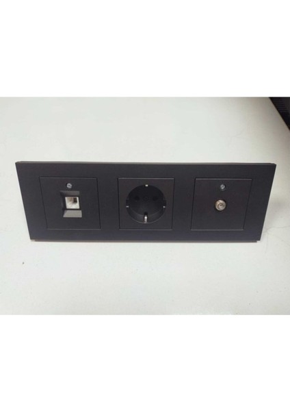 Ovivo Grano Siyah Topraklı Priz + Uydu F Priz + Nümeris Telefon Prizi + 3lü Çerçeve modelleri