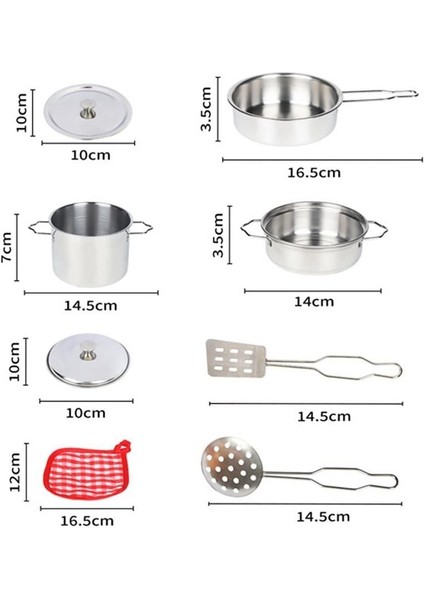 8 Parça Çelik Tencere Tava Seti Vardem Kız Erkek Çocuk Oyuncak Eğitici Oyuncaklar modelleri
