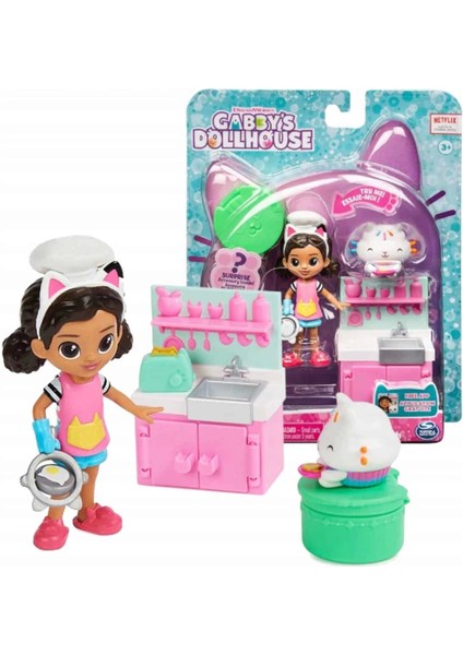 Gabby's Poppenhuis Figürlü Mutfak Seti 6066483 Kız Erkek Çocuk Oyuncak Eğitici Oyuncaklar
