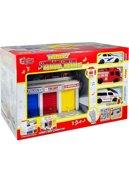 LFI-9555 Işıklı Müzikli Ilk Yardım Garajı (Ambulans, Polis, Itfaiye Araçları) Kız Erkek Çocuk Oyunca