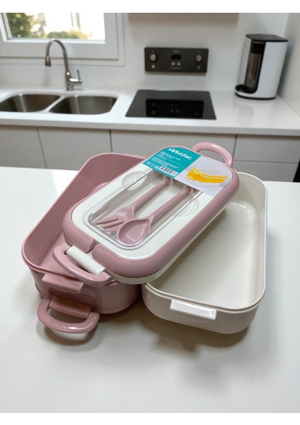 Çatal Kaşık Bölmeli 2 Katlı Yemek Kabı – Sızdırmaz Lunch Box Saklama Kutusu | 3 Renk Seçeneği (Gri, Pudra, Sarı) 20X12X12 cm fırsatları