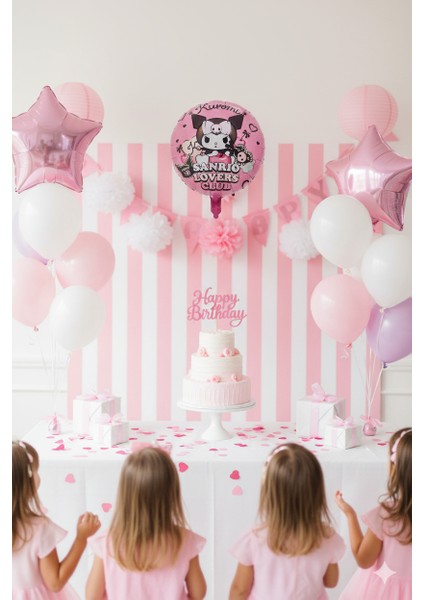 Folyo Balon Kuromi Temalı 45 cm Pembe Kuromi Doğum Günü Folyo Balon