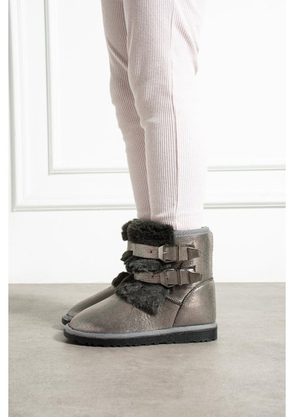 Çift Tokalı Ince Taban Çocuk Bot Platin Sultan fiyatları