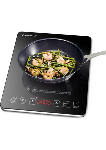 Taşınabilir Indüksiyon Ocak | 20 Güç ve Sıcaklık Seviyesi | 2000W Yüksek Hız, 3 Saat Zamanlayıcı