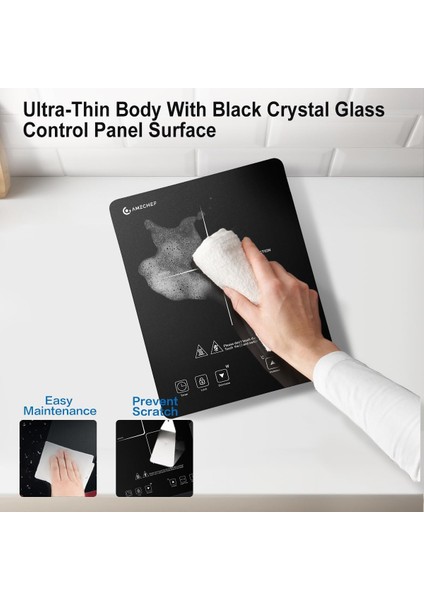 Taşınabilir Indüksiyon Ocak | 20 Güç ve Sıcaklık Seviyesi | 2000W Yüksek Hız, 3 Saat Zamanlayıcı fırsatları