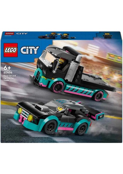 LEGO City Yarış Arabası ve Araba Taşıyıcı Kamyon 60406 Kız Erkek Çocuk Oyuncak Eğitici Oyuncaklar modelleri
