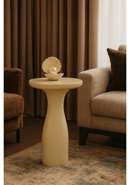 Krem Renk Masif Ahşap Yan Sehpa – Şık ve Modern Mantar Sehpa modelleri