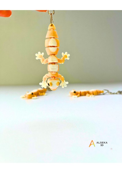 - 3D Baskı Gecko Figürlü Anahtarlık
