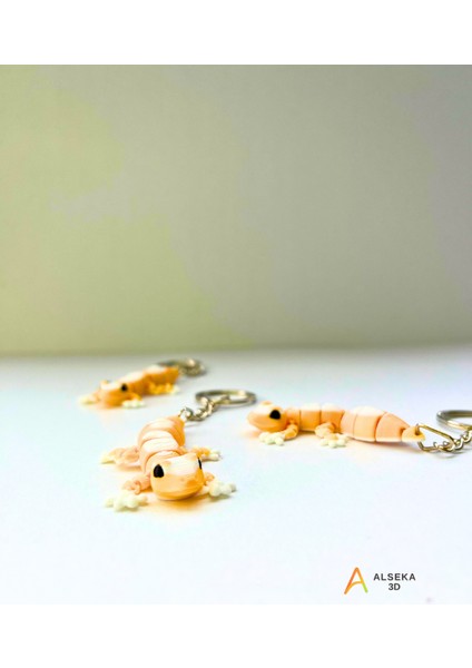 - 3D Baskı Gecko Figürlü Anahtarlık modelleri