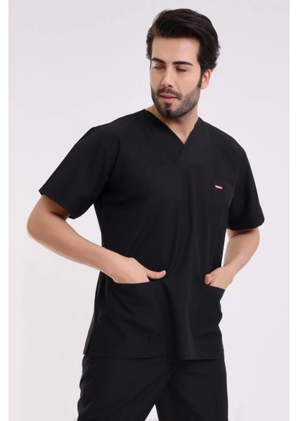 Zarf Yaka Erkek Likralı Tek Üst - 6403 Siyah modelleri