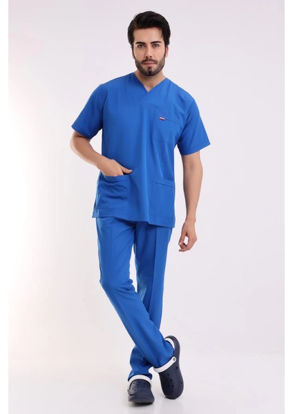 Zarf Yaka Erkek Likralı Takım - 6411 Saks Mavi indirimleri