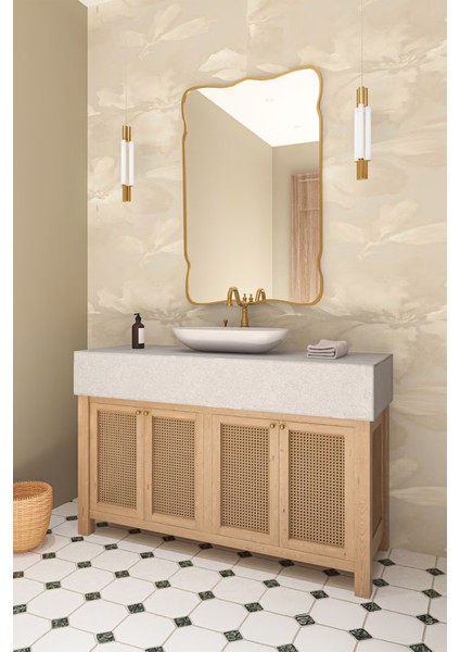 Premium Şık Asimetrik Ayna Ev Dekoru Estetik Duvar Aynası Banyo Aynası