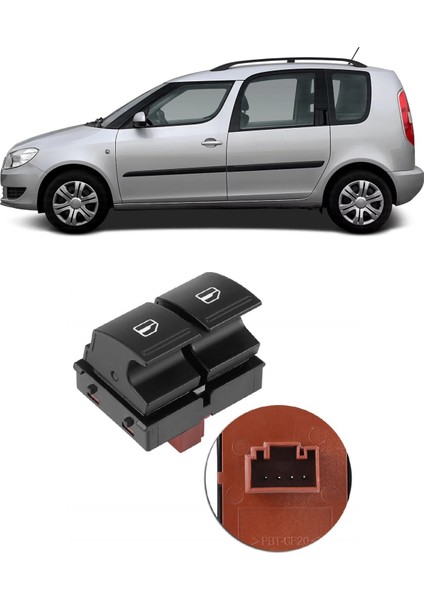 Skoda Roomster 2006-2015 Uyumlu Sol Ön Kapı Ön Camları Açma Düğmesi Ikili 1Z0959858