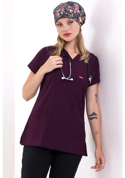 Bflex Unisex Likralı Yarasa Kol Tek Üst - 6409 Mürdüm