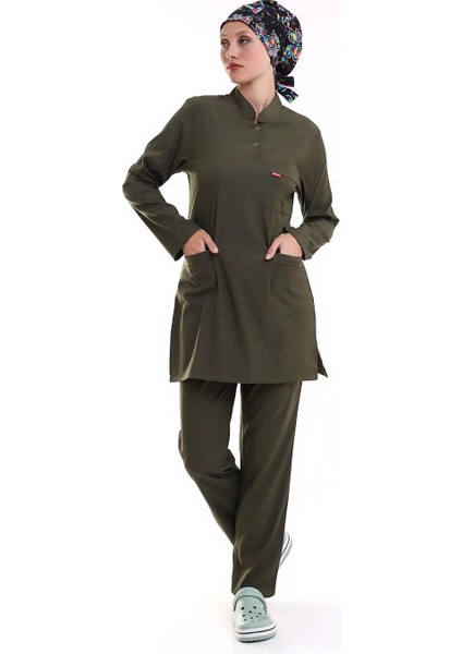 Soft Likralı Tesettür Forma Takım Iki Çıtçıt - 6427 Haki Yeşili fırsatları