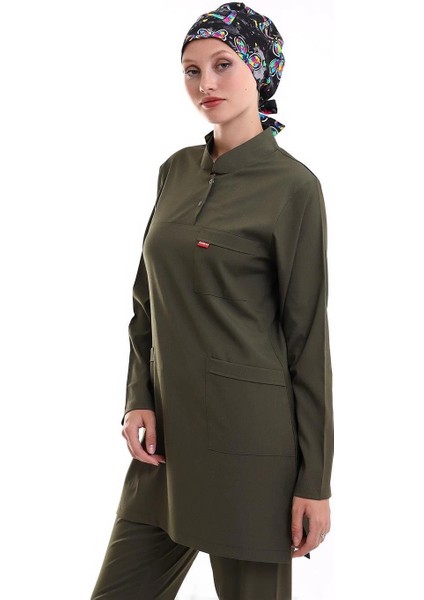 Soft Likralı Tesettür Forma Takım Iki Çıtçıt - 6427 Haki Yeşili indirimleri