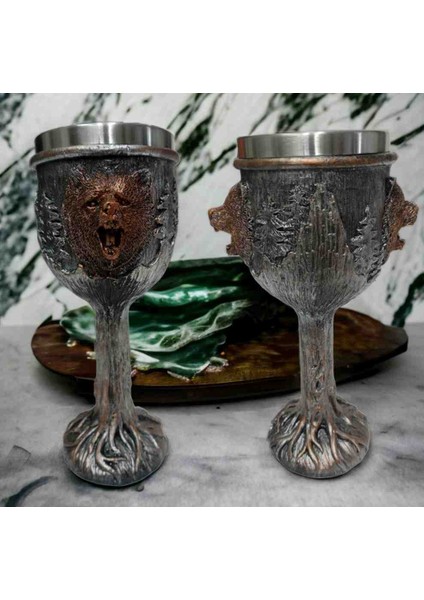 Kamp Doğa Bardağı Paslanmaz Çelik Ayı Görünümlü Tasarım Kadeh Bardak 1 Adet indirimleri