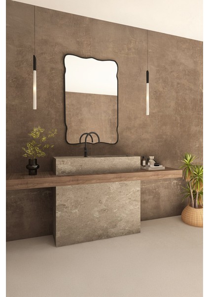 Premium Şık Asimetrik Ayna Ev Dekoru Estetik Duvar Aynası Banyo Aynası