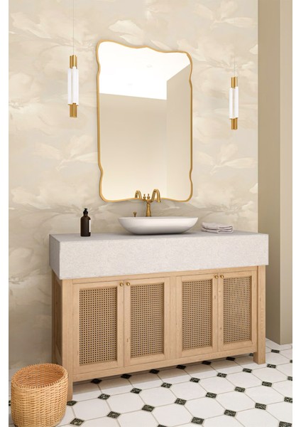 Premium Şık Asimetrik Ayna Ev Dekoru Estetik Duvar Aynası Banyo Aynası